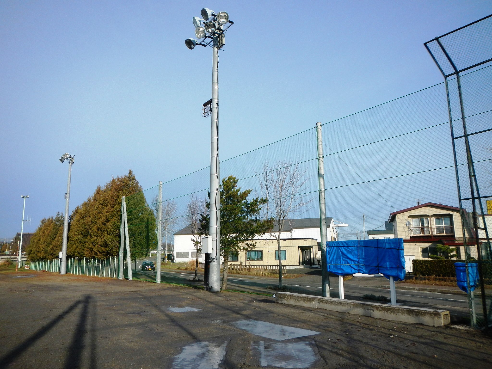 島津球場防球ネット設置工事・設置完了